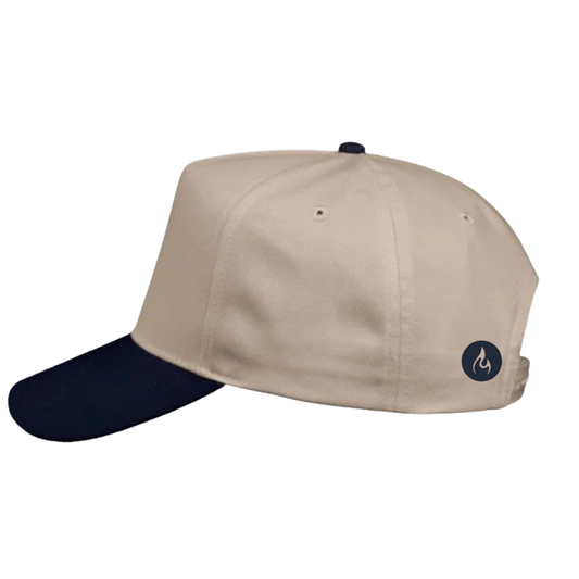 One Breath at a Time Five-Panel Cap — ivory/Navy  [Pre-Order | MOQ: 8 Units Per Design]
